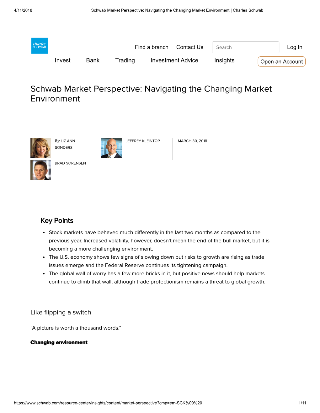 Schwab Market Perspective: Navigating the Changing Market Environment | Charles Schwab