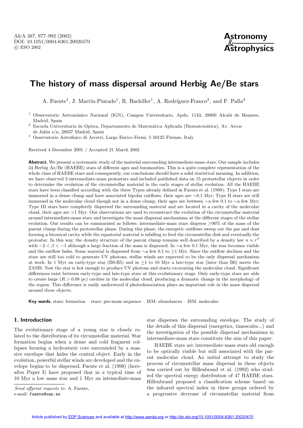 The History of Mass Dispersal Around Herbig Ae/Be Stars