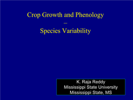 Phenology – Species Variability