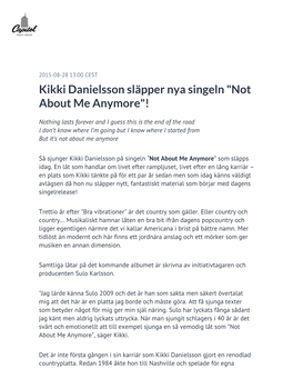 Kikki Danielsson Släpper Nya Singeln "Not About Me Anymore"!
