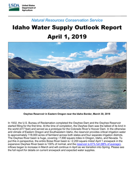 Idaho Water Supply Outlook Report April 1, 2019