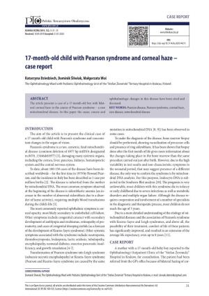17-Month-Old Child with Pearson Syndrome and Corneal Haze – Case Report