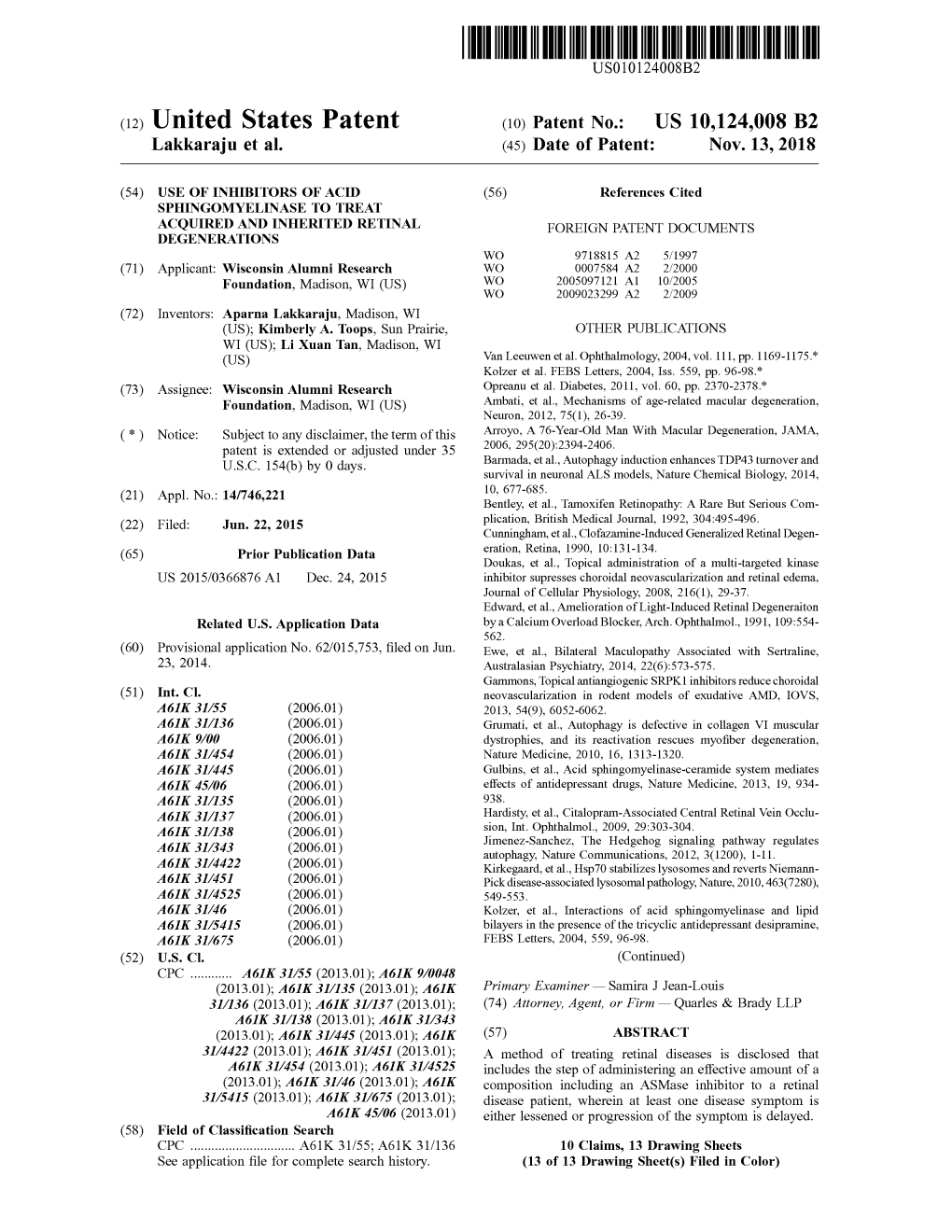 View U.S. Patent No. 10124008 in PDF