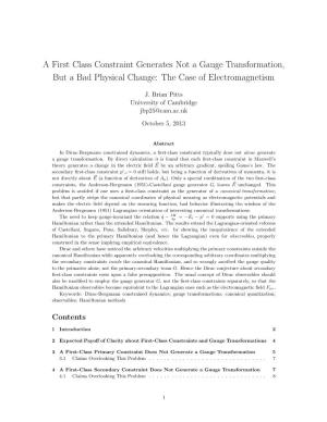 A First Class Constraint Generates Not a Gauge Transformation, but a Bad Physical Change: the Case of Electromagnetism