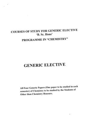 Courses of Study for Generic Elective 'B