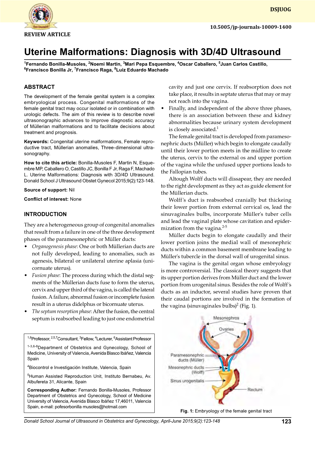 Uterine Malformations:10.5005/Jp-Journals-10009-1400 Diagnosis with 3D/4D Ultrasound Review Article