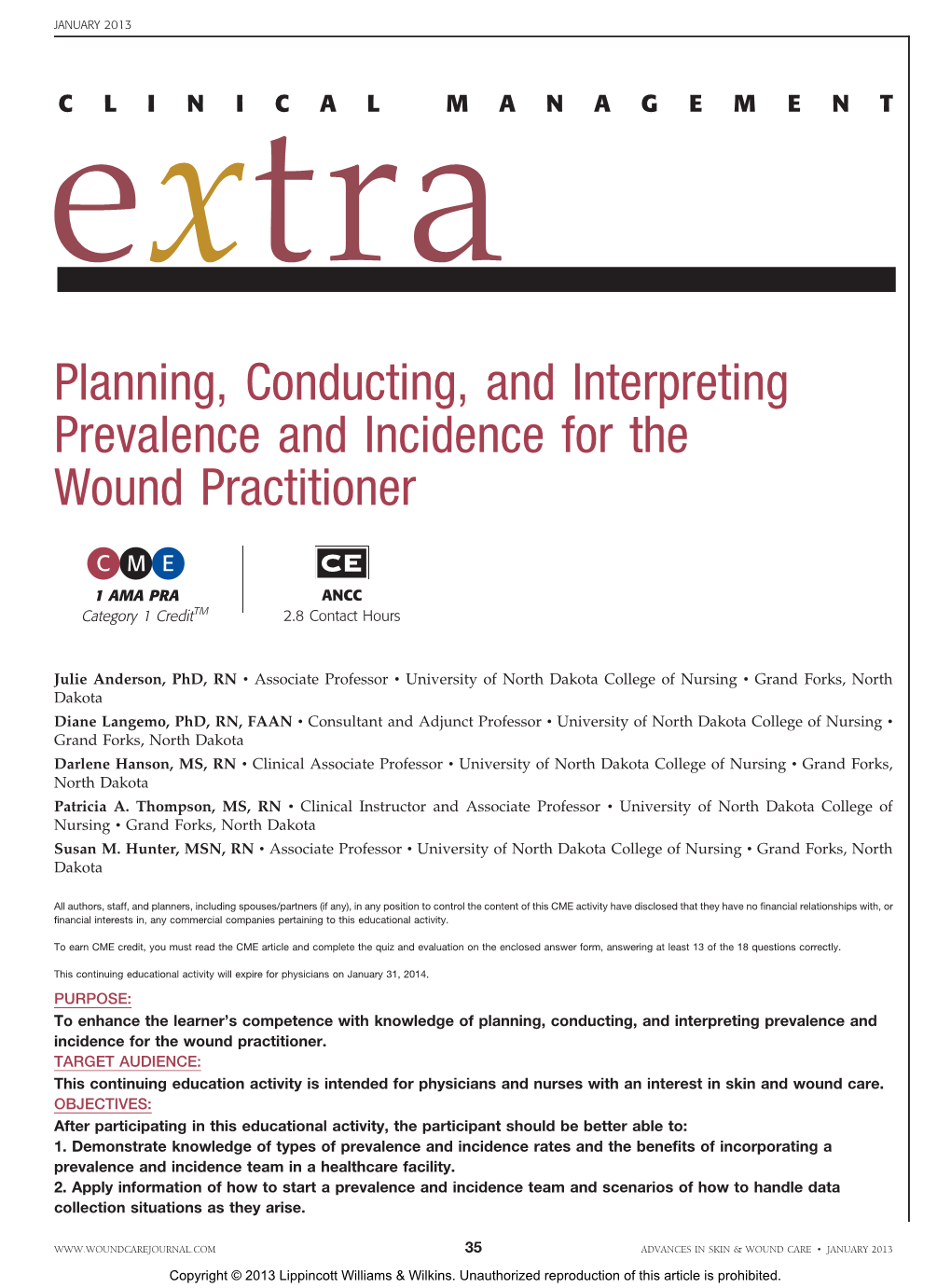 Planning, Conducting, and Interpreting Prevalence and Incidence for the Wound Practitioner