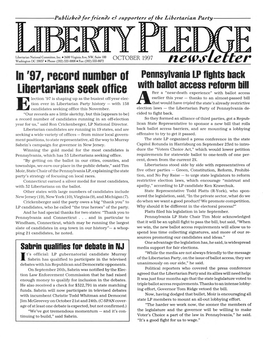 Liberty Pledge News • October 1997 Measure Aids Third-Party Candidates