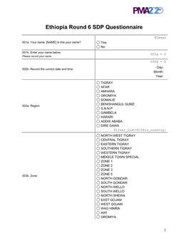 Ethiopia Round 6 SDP Questionnaire