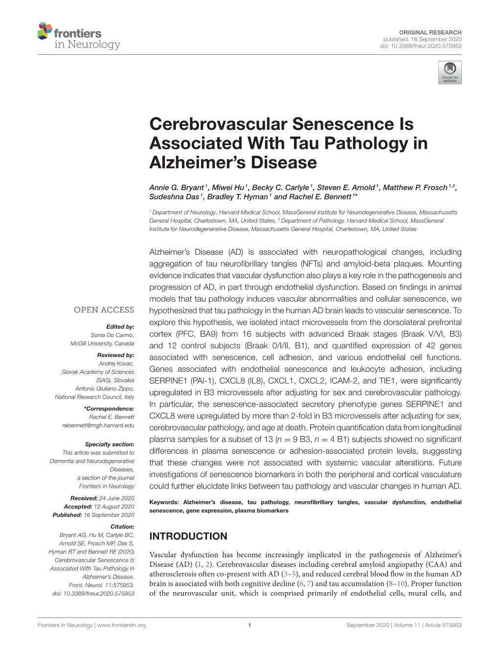 Cerebrovascular Senescence Is Associated with Tau Pathology in Alzheimer’S Disease