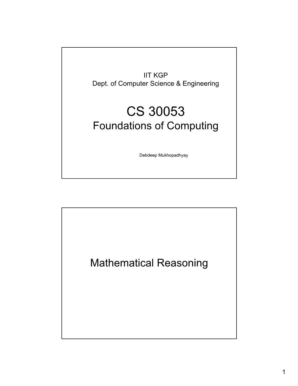 CS 30053 Foundations of Computing