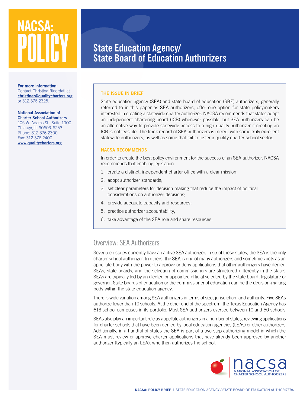 State Education Agency/ State Board of Education Authorizers
