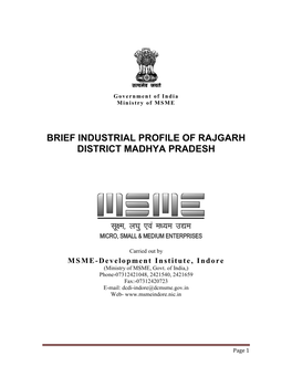 Brief Industrial Profile of Rajgarh District Madhya Pradesh
