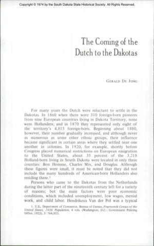 The Coming of the Dutch to the Dakotas