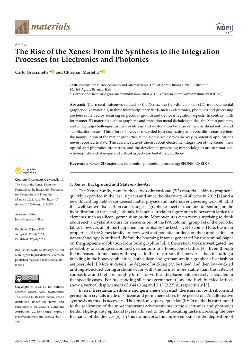 The Rise of the Xenes: from the Synthesis to the Integration Processes for Electronics and Photonics