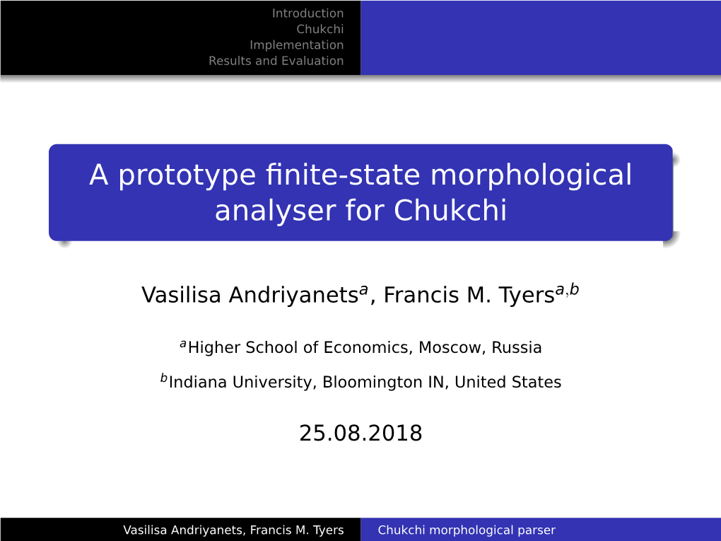 A Prototype Finite-State Morphological Analyser for Chukchi