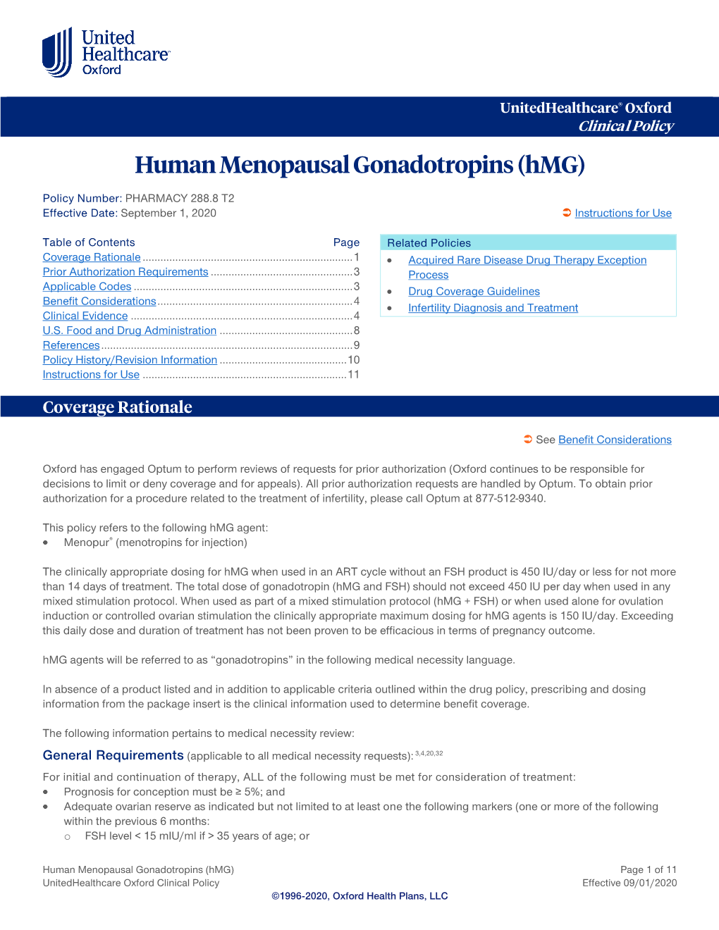 Human Menopausal Gonadotropins (Hmg) – Oxford Clinical Policy