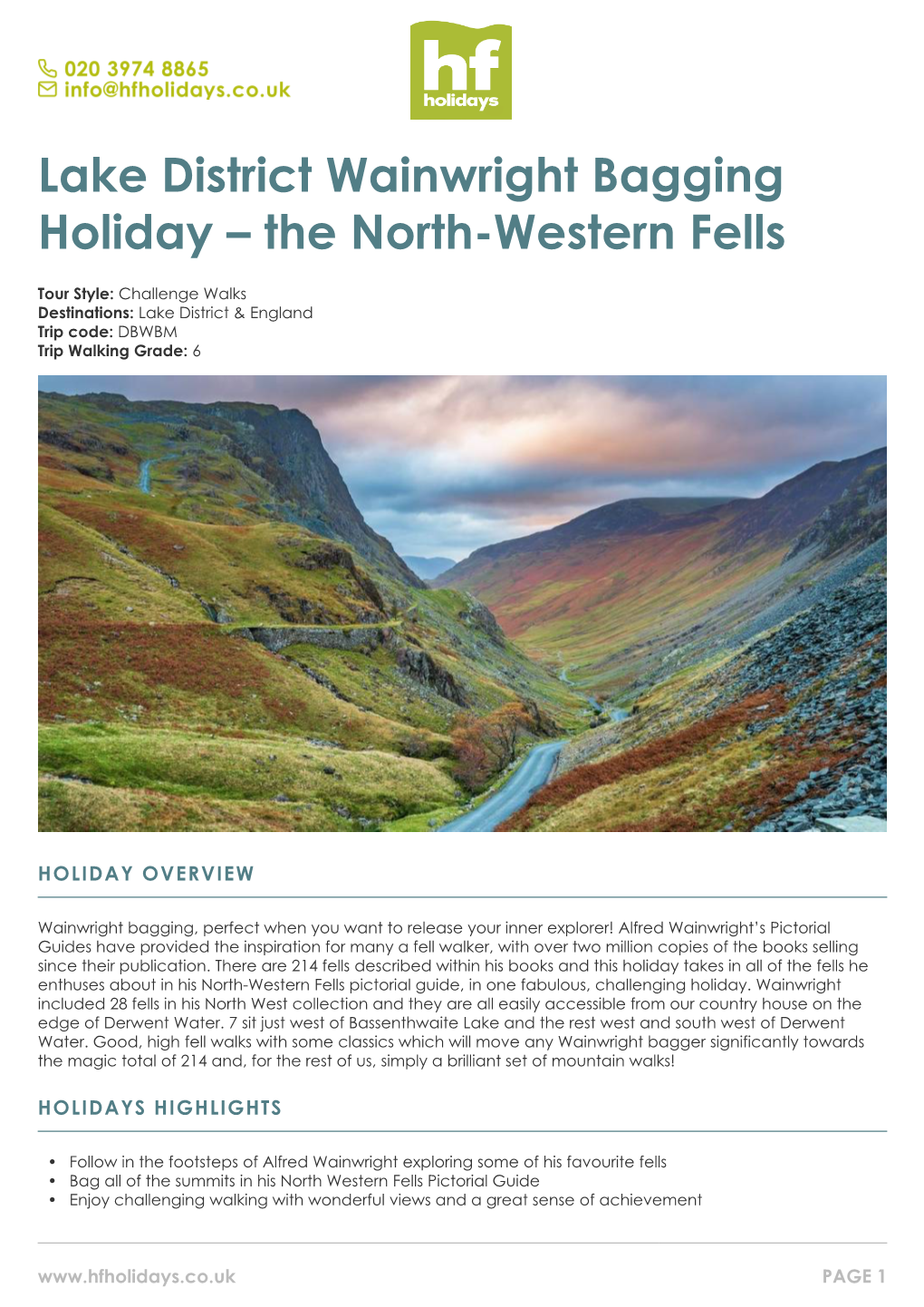 Lake District Wainwright Bagging Holiday – the North-Western Fells