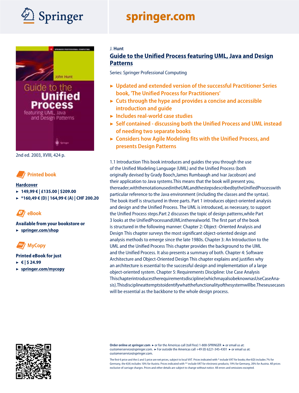 Guide to the Unified Process Featuring UML, Java and Design Patterns Series: Springer Professional Computing