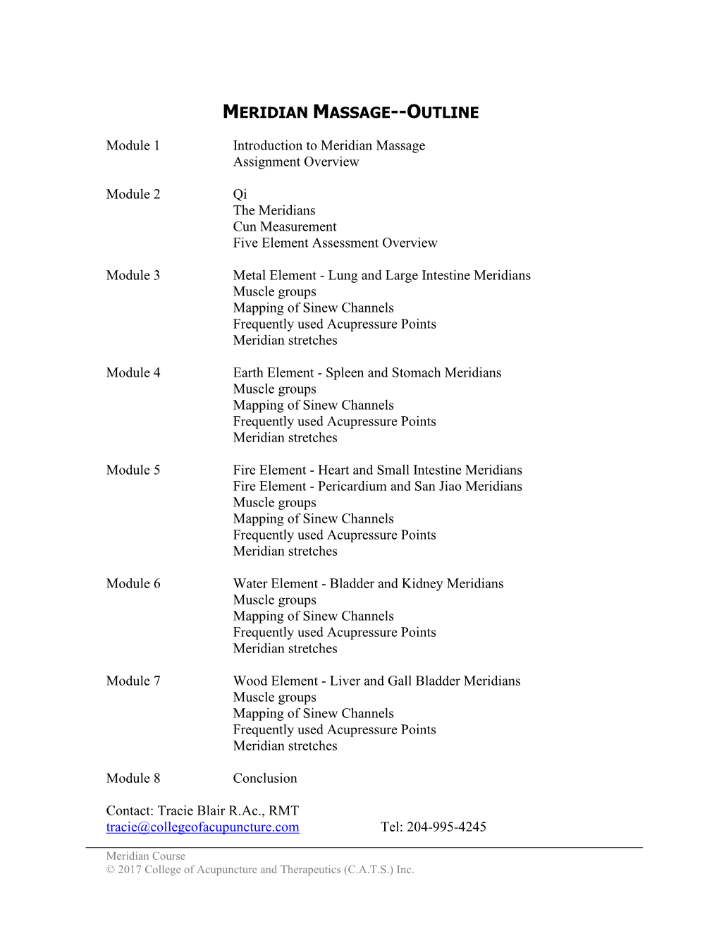 Meridian Massage--Outline