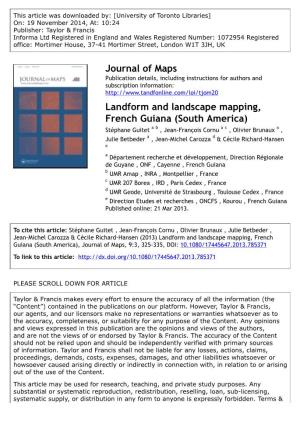 Journal of Maps Landform and Landscape Mapping, French Guiana (South America)
