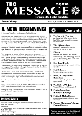Issue 1, Volume 1 October 2004