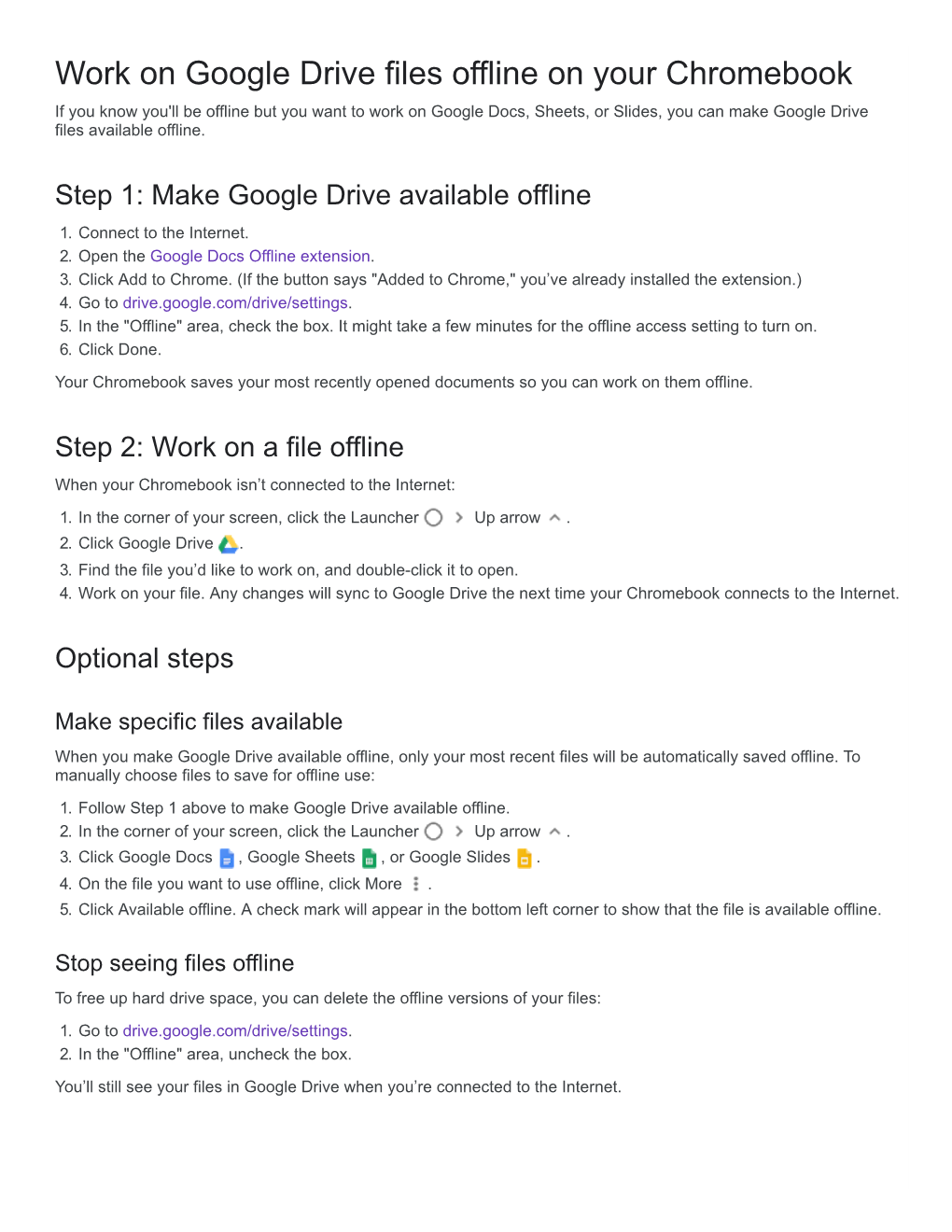 Work on Google Drive Files Offline on Your Chromebook
