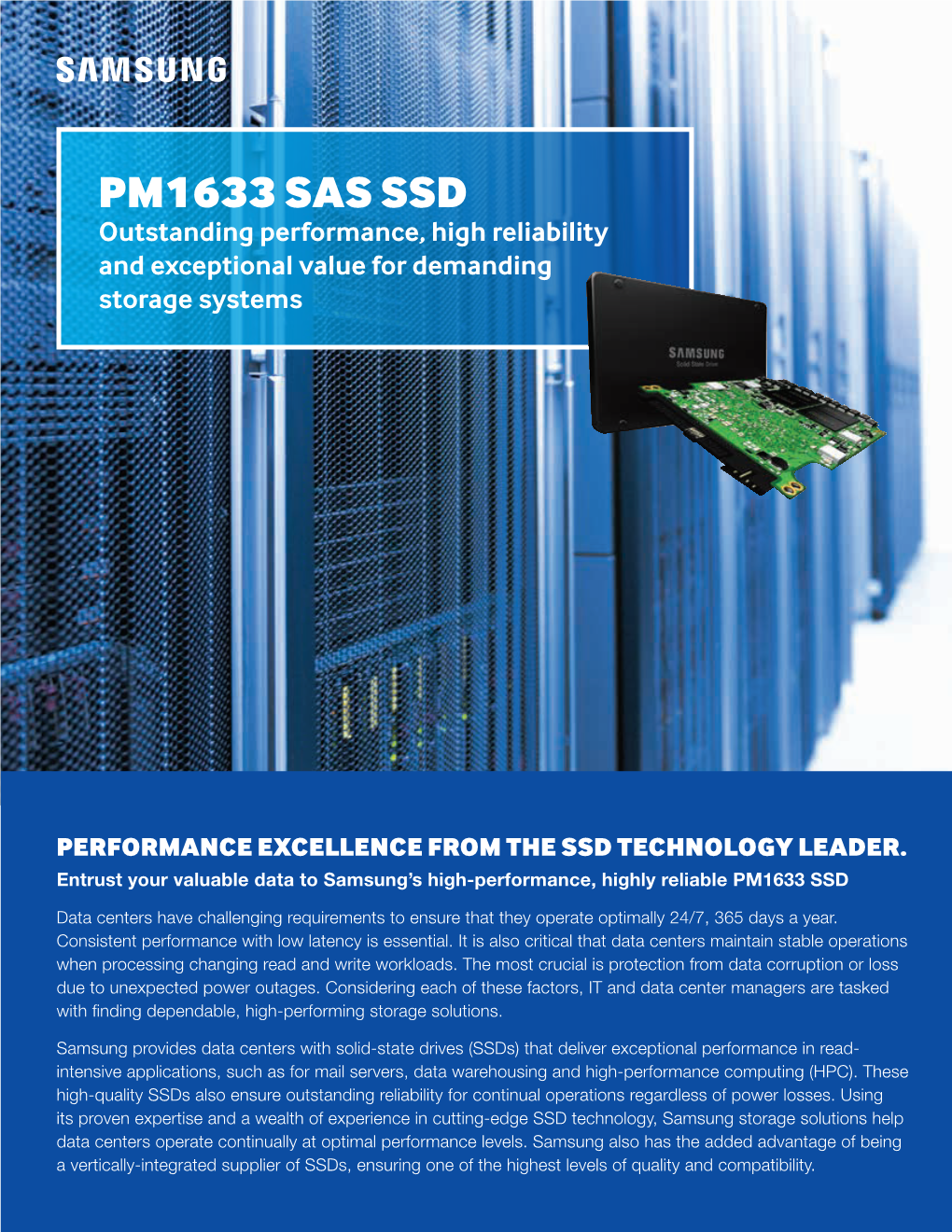 PM1633 SAS SSD Outstanding Performance, High Reliability and Exceptional Value for Demanding Storage Systems