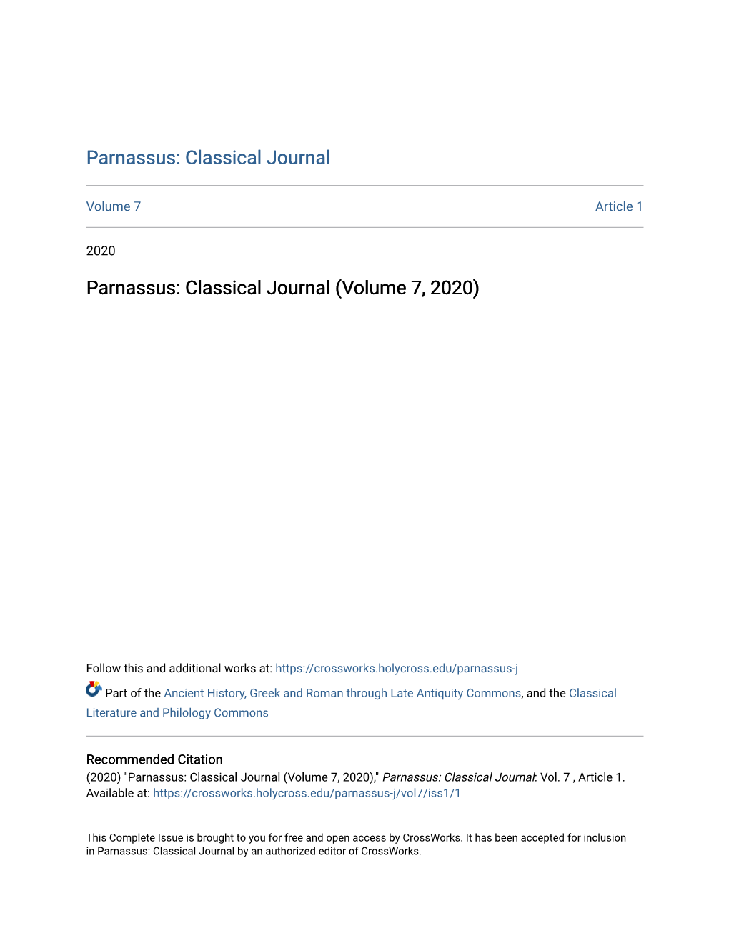 Parnassus: Classical Journal