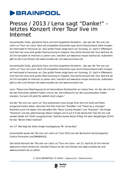 Letztes Konzert Ihrer Tour Live Im Internet