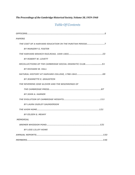 Table of Contents