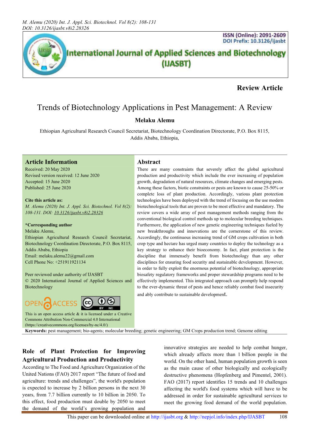 Trends of Biotechnology Applications in Pest