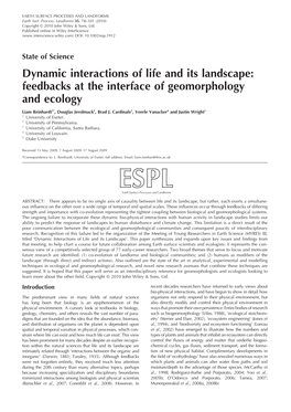 Dynamic Interactions of Life and Its Landscape: Feedbacks at the Interface of Geomorphology and Ecology