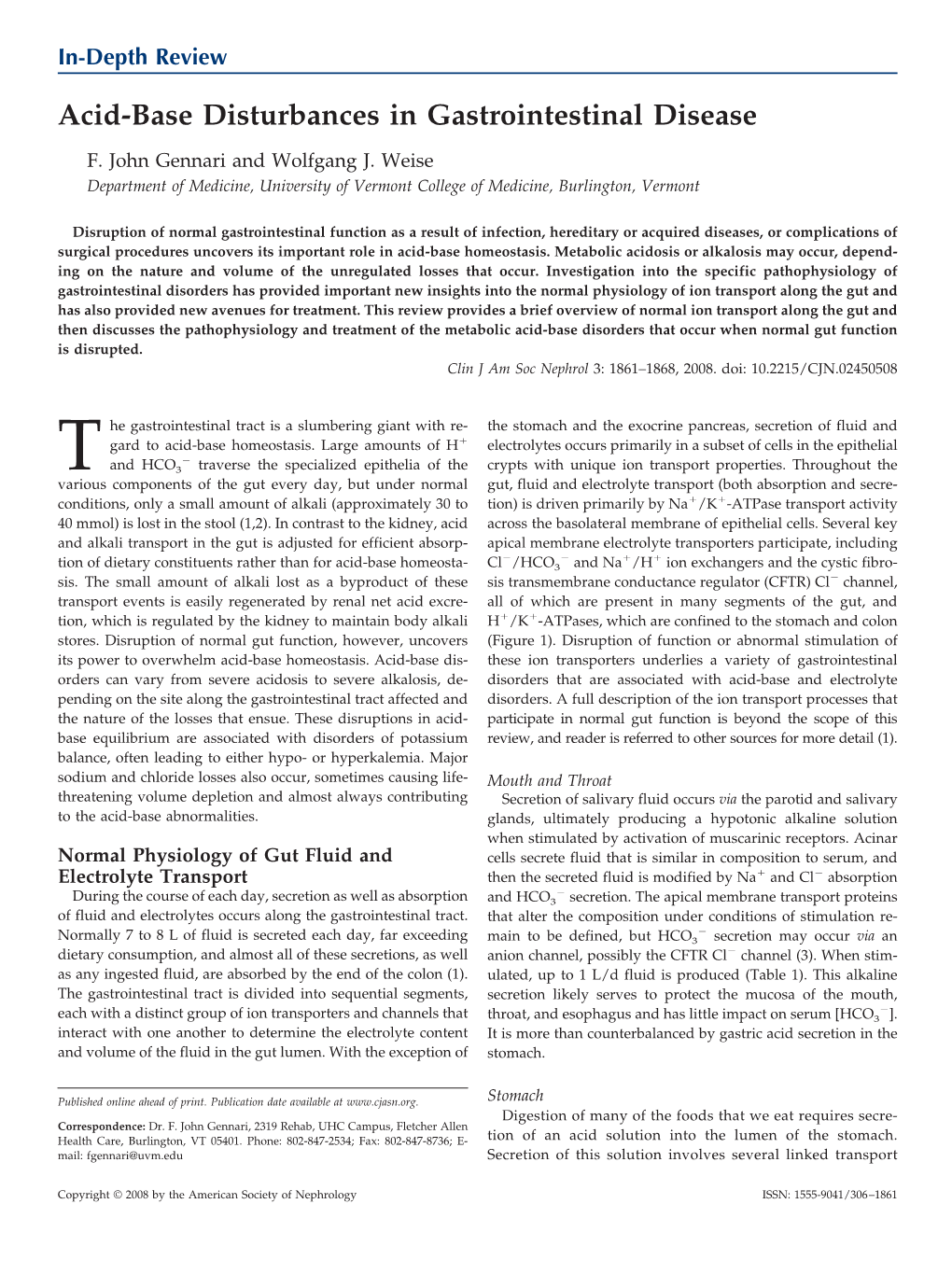 Acid-Base Disturbances in Gastrointestinal Disease