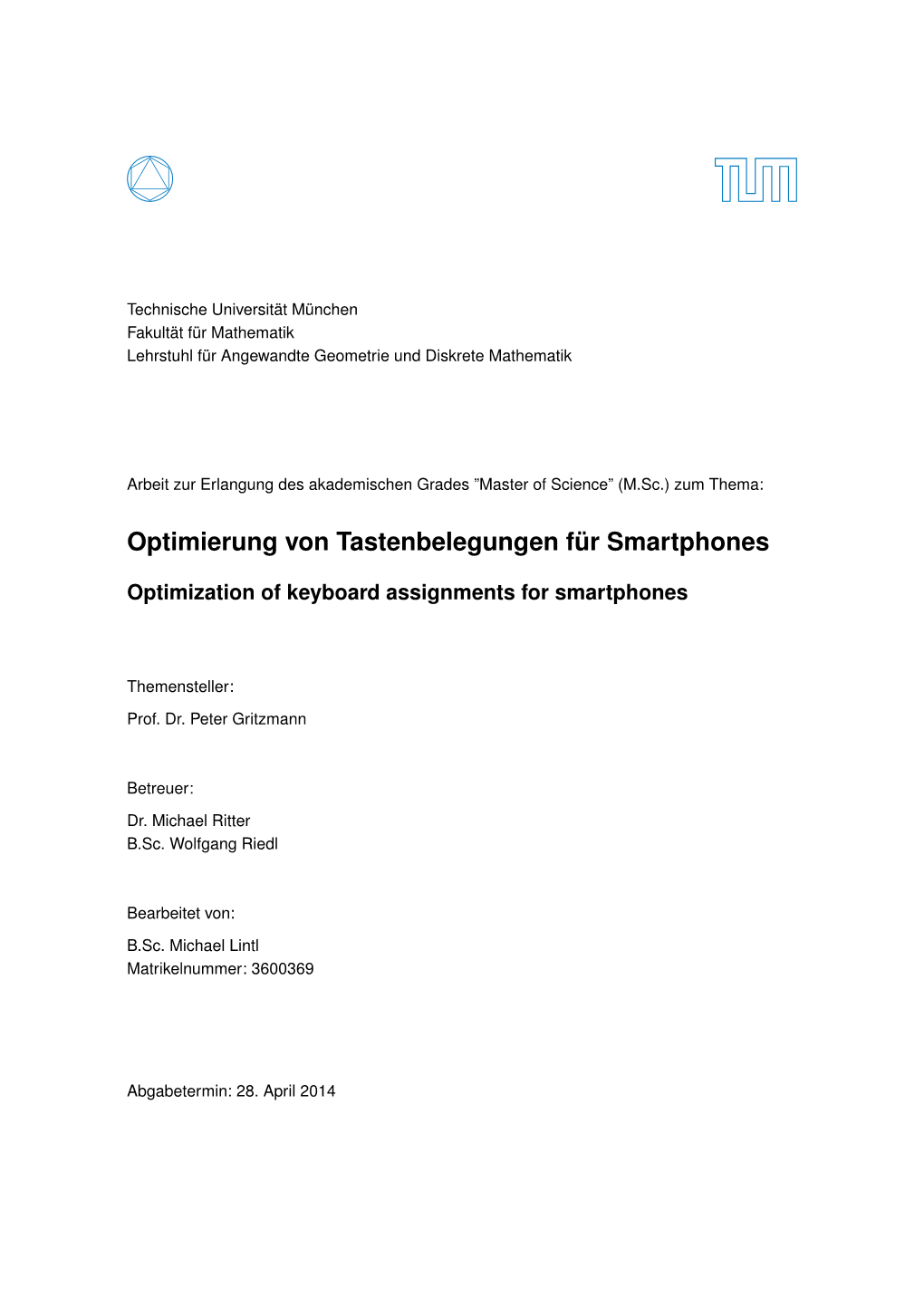 Optimierung Von Tastenbelegungen Für Smartphones