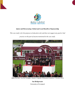 Qatar and Horseracing: Global and Local Benefits of Sponsorship This