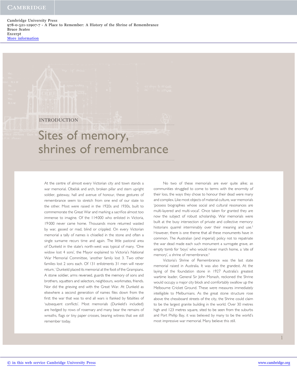 Sites of Memory, Shrines of Remembrance