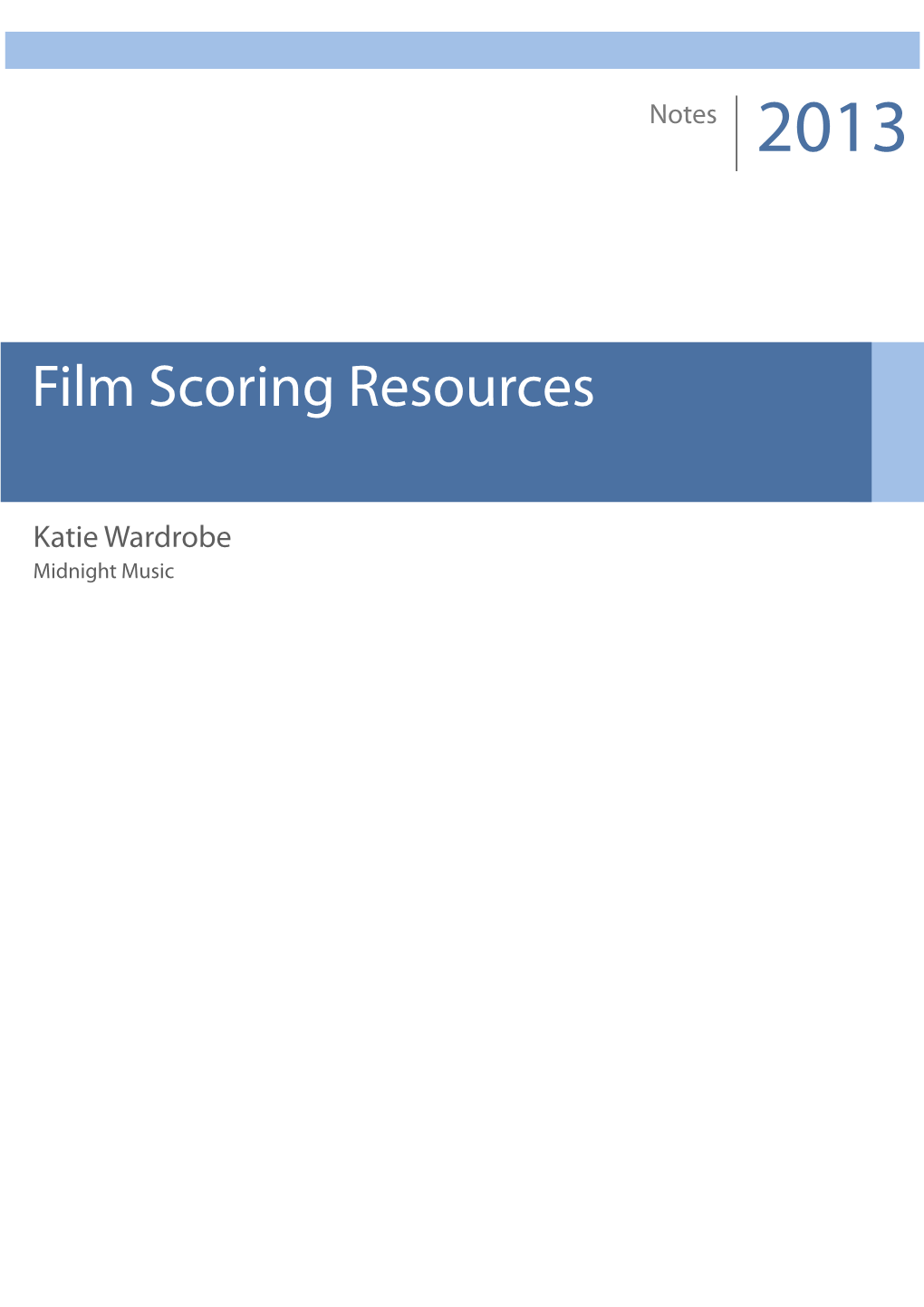 Film Scoring Resources