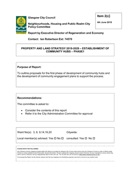 2029 – Establishment of Community Hubs – Phase1