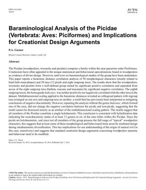 Vertebrata: Aves: Piciformes) and Implications for Creationist Design Arguments P.A