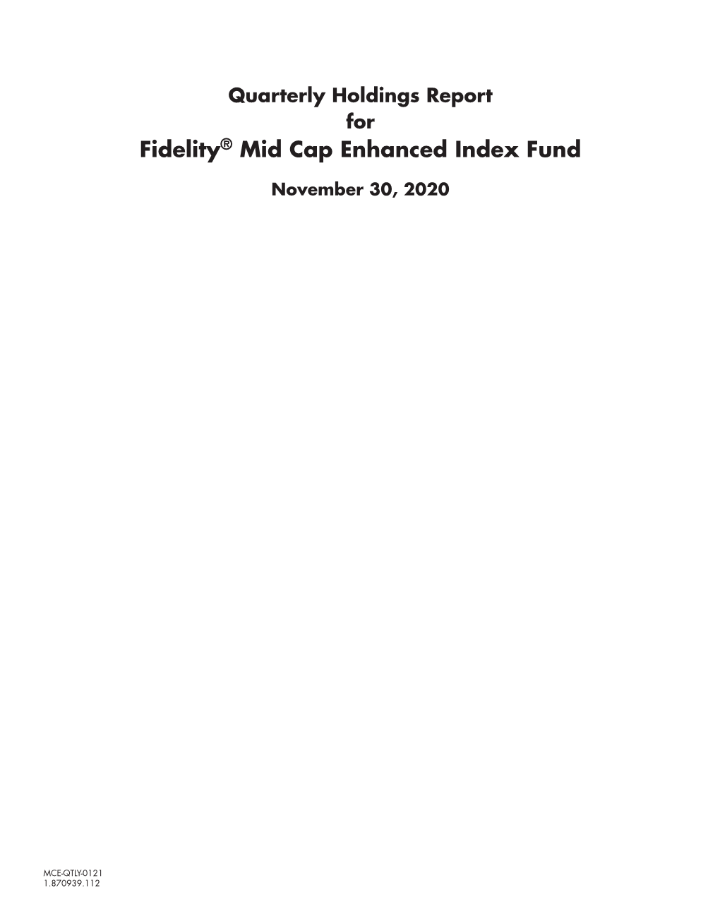 Fidelity® Mid Cap Enhanced Index Fund