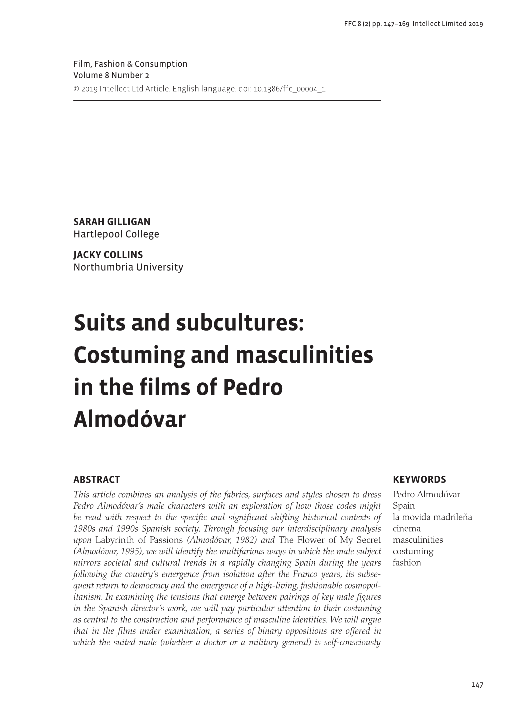 Costuming and Masculinities in the Films of Pedro Almodóvar