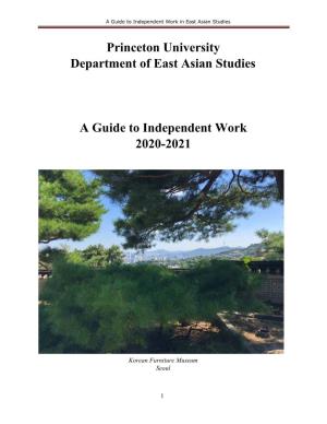 Guide to Independent Work in East Asian Studies