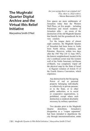 The Mughrabi Quarter Digital Archive and the Virtual Illés Relief Initiative