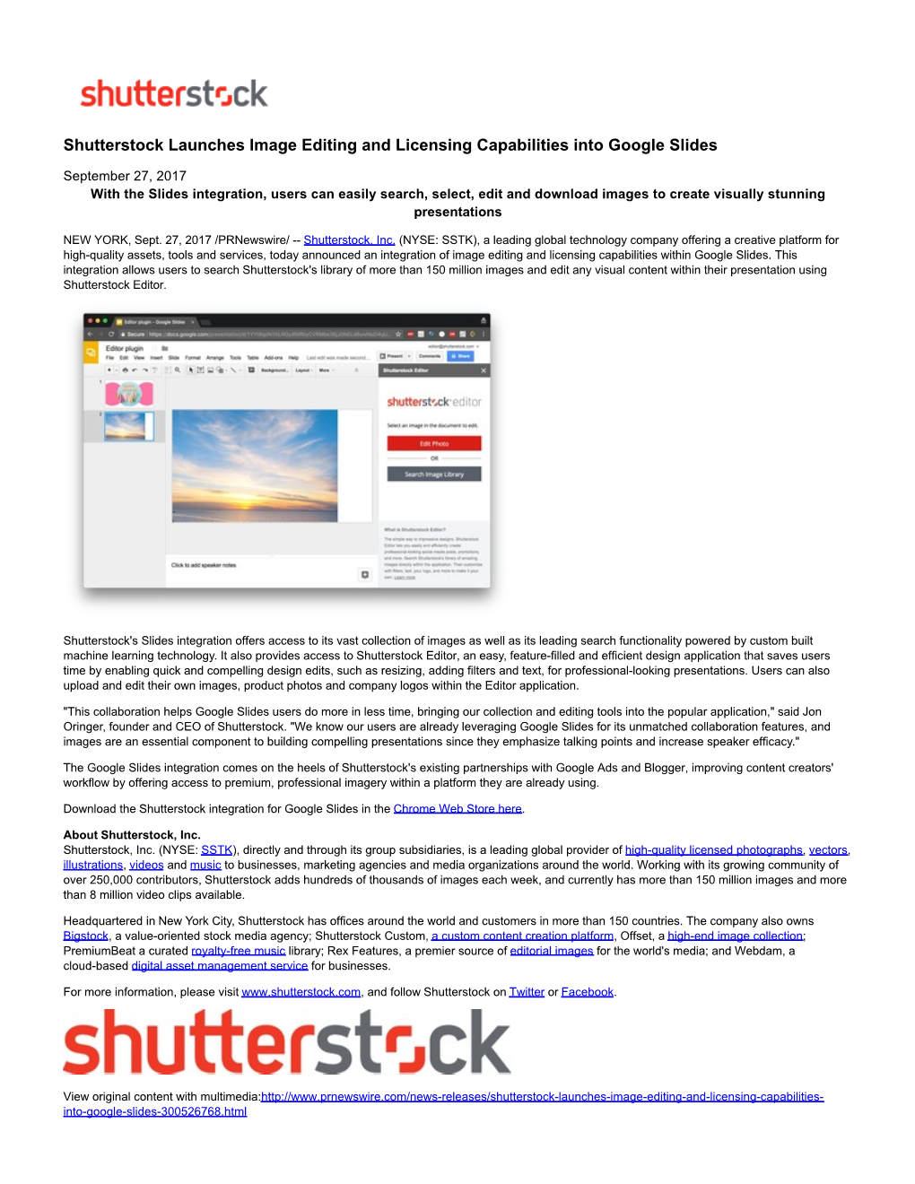 Shutterstock Launches Image Editing and Licensing Capabilities Into Google Slides