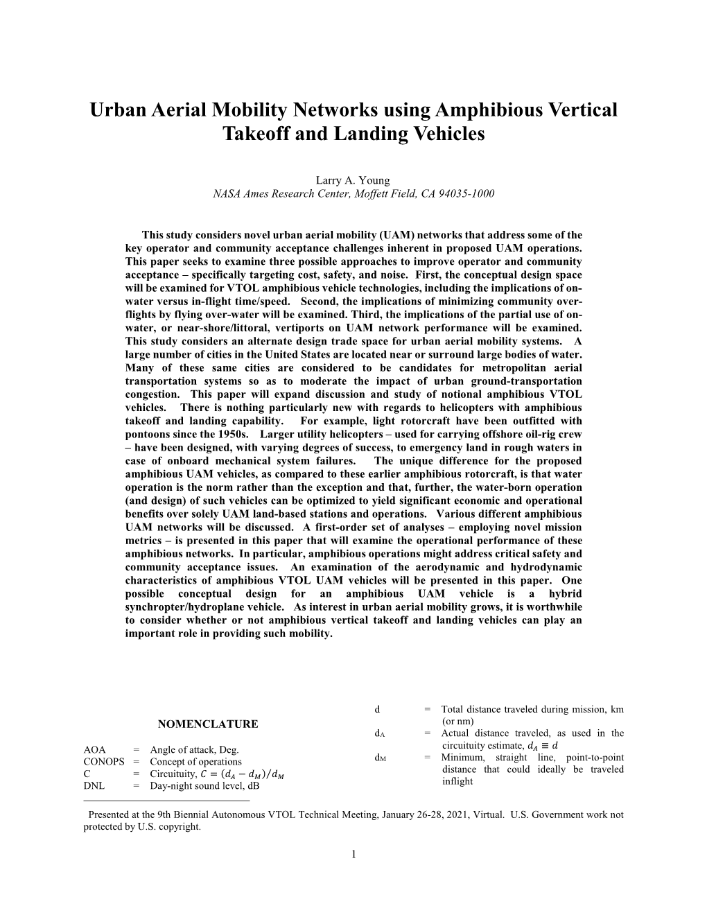 Urban Aerial Mobility Networks Using Amphibious Vertical Takeoff and Landing Vehicles