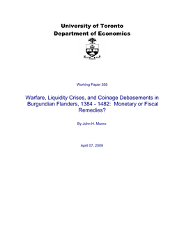 University of Toronto Department of Economics Warfare