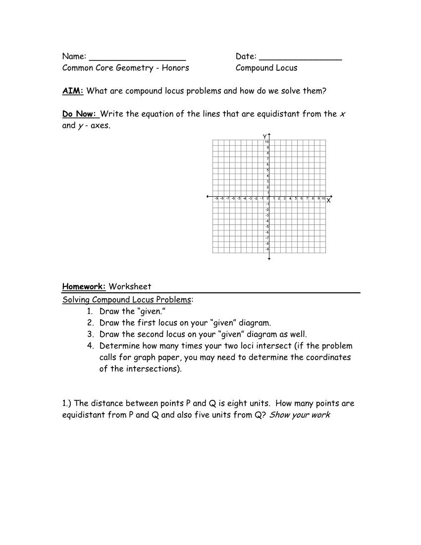 Common Core Geometry - Honors Compound Locus