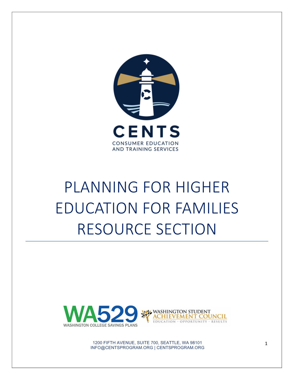 Planning for Higher Education for Families Resources