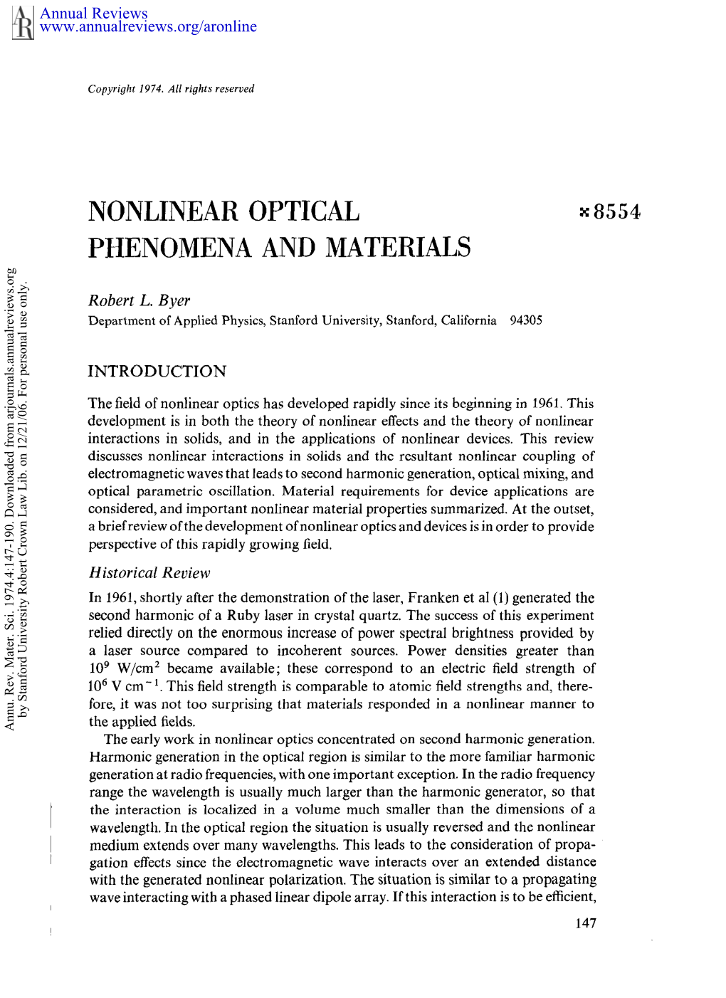 Nonlinear Optical Phenomena and Materials 149